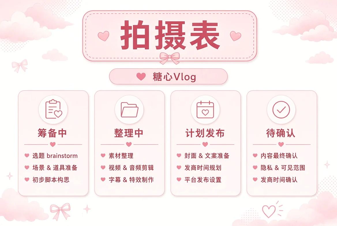 拍摄表与日常影像整理